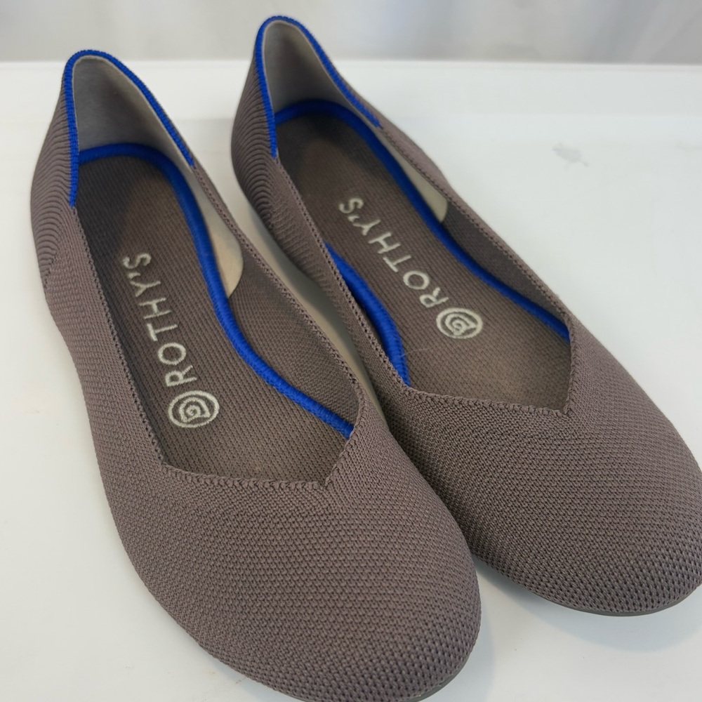 ROTHY'S THE FLAT Round Toe 7 Solid Dark GRAY Ballet